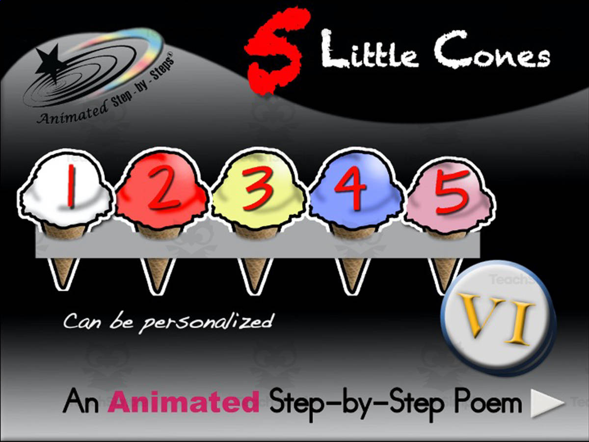 An educational teaching resource from Bloom Resources entitled Animated Poem: 5 Little Cones VI downloadable at Teach Simple.