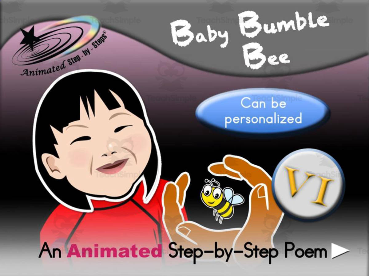 An educational teaching resource from Bloom Resources entitled Animated Poem: Baby Bumble Bee VI downloadable at Teach Simple.