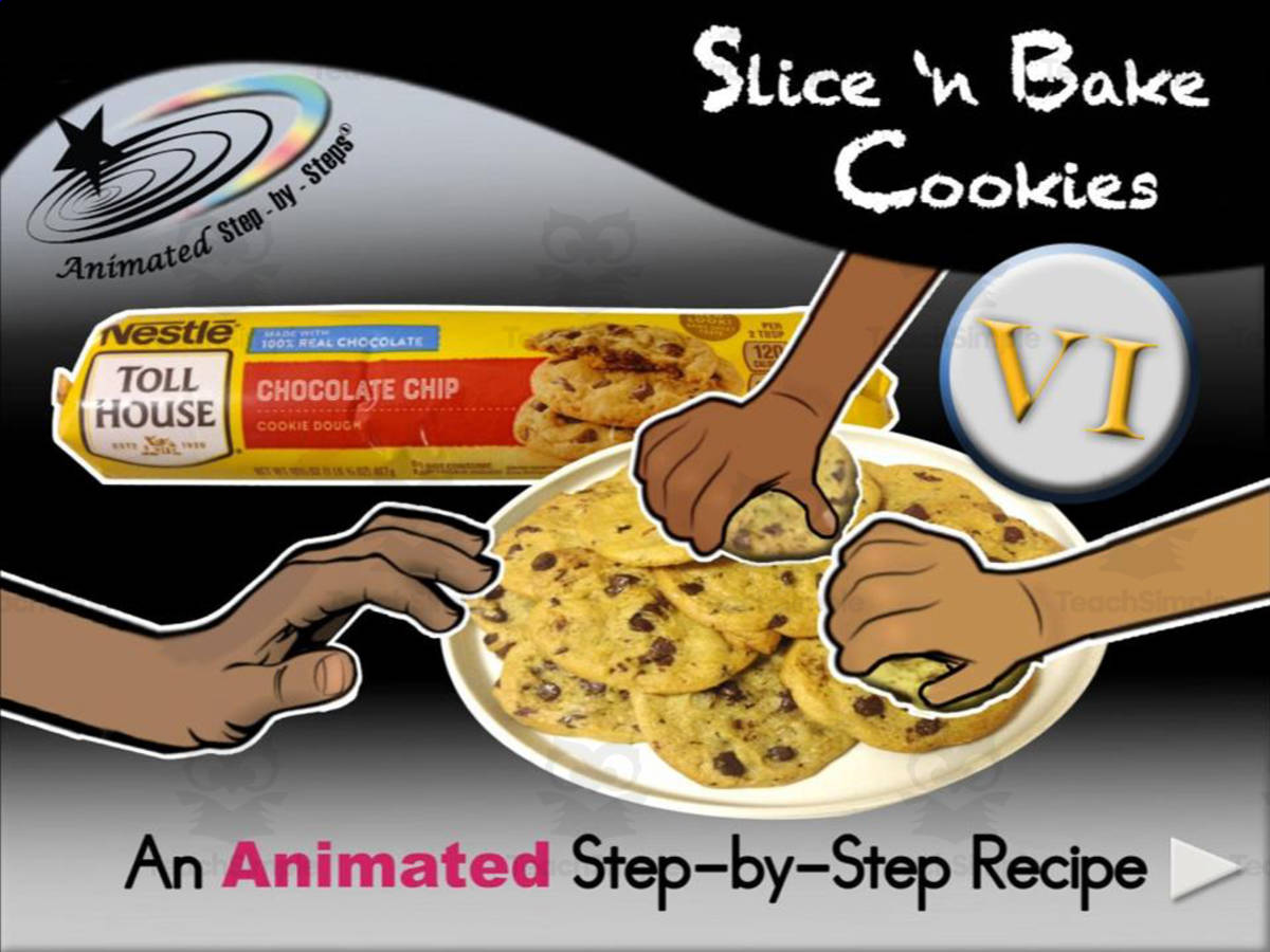 An educational teaching resource from Bloom Resources entitled Animated Recipe: Slice 'n Bake Cookies downloadable at Teach Simple.