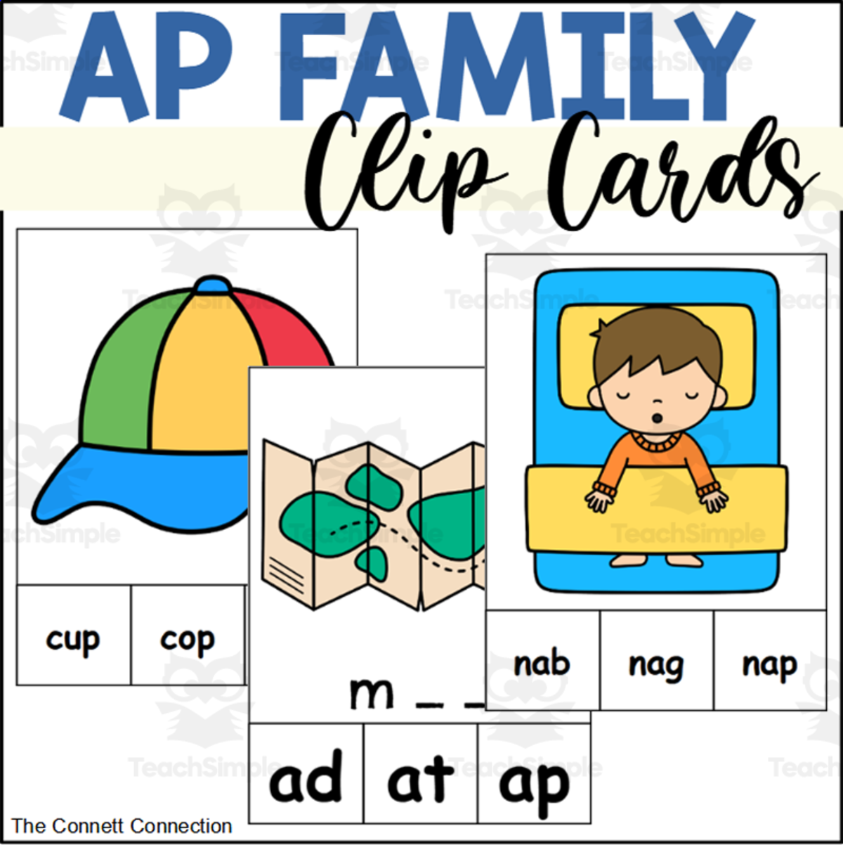 An educational teaching resource from The Connett Connection entitled AP Word Family Clip Cards downloadable at Teach Simple.