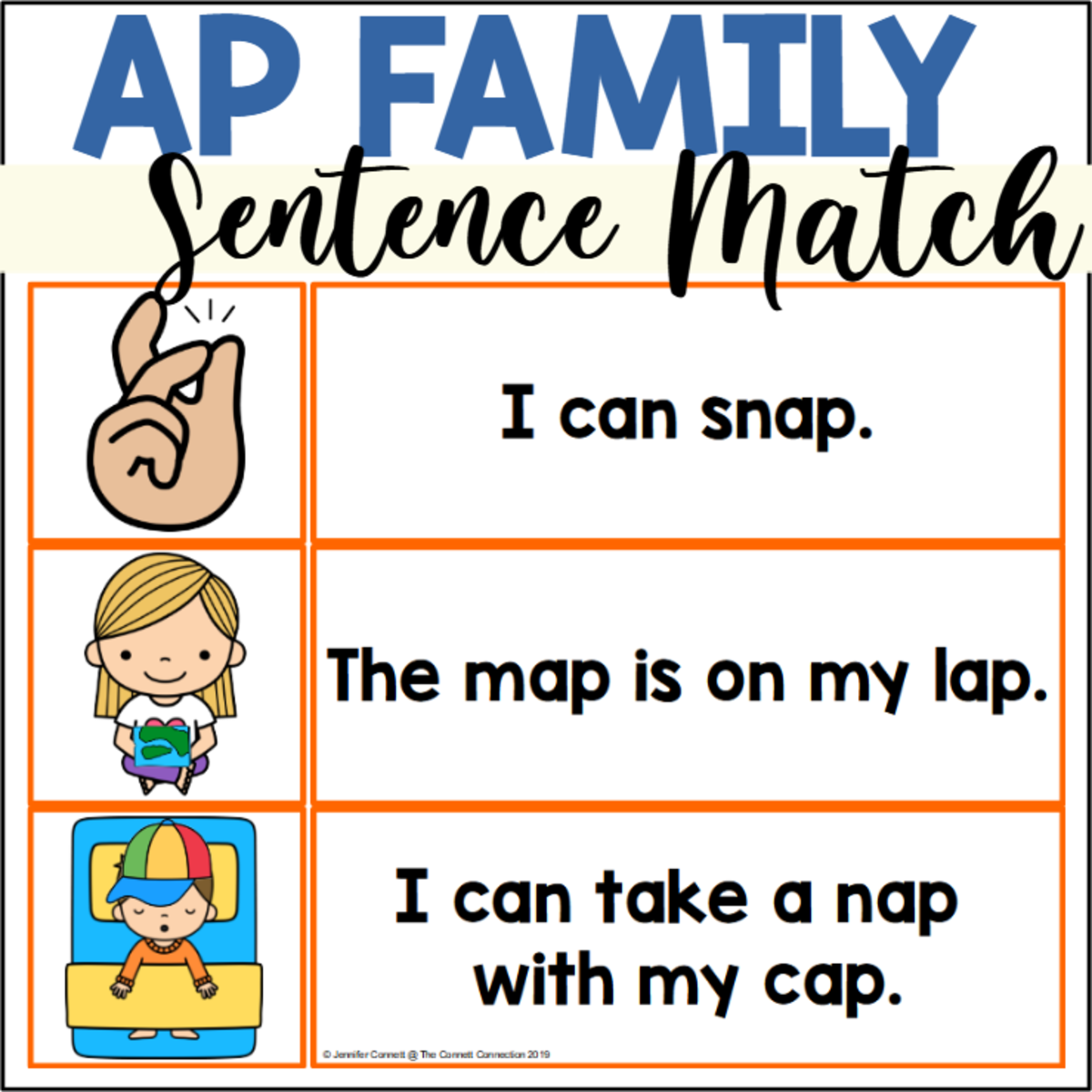 An educational teaching resource from The Connett Connection entitled AP Word Family Sentence Matching downloadable at Teach Simple.