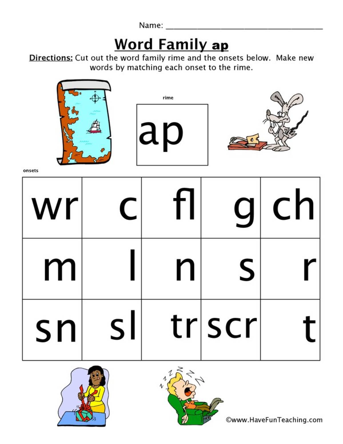 An educational teaching resource from Have Fun Teaching entitled AP Word Family Worksheet downloadable at Teach Simple.