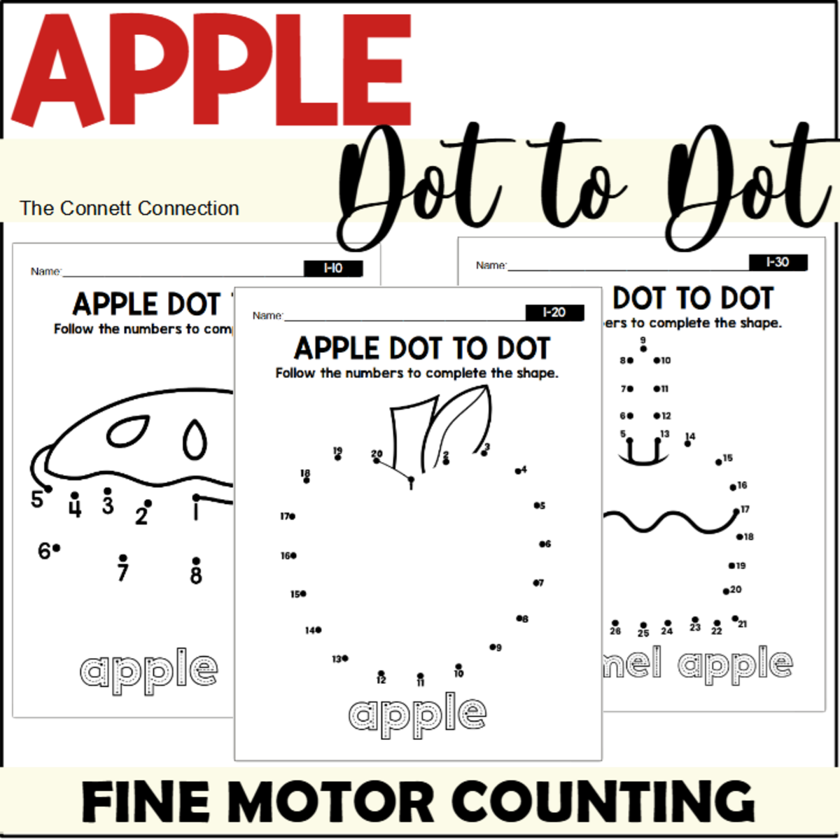 Apple Dot to Dot Printables preview