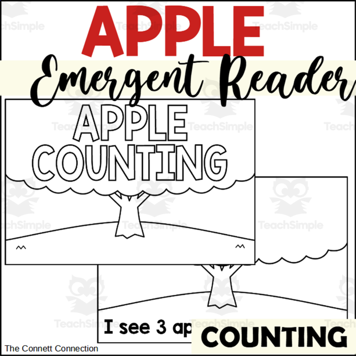 An educational teaching resource from The Connett Connection entitled Apple Emergent Readers for Counting to 10 downloadable at Teach Simple.