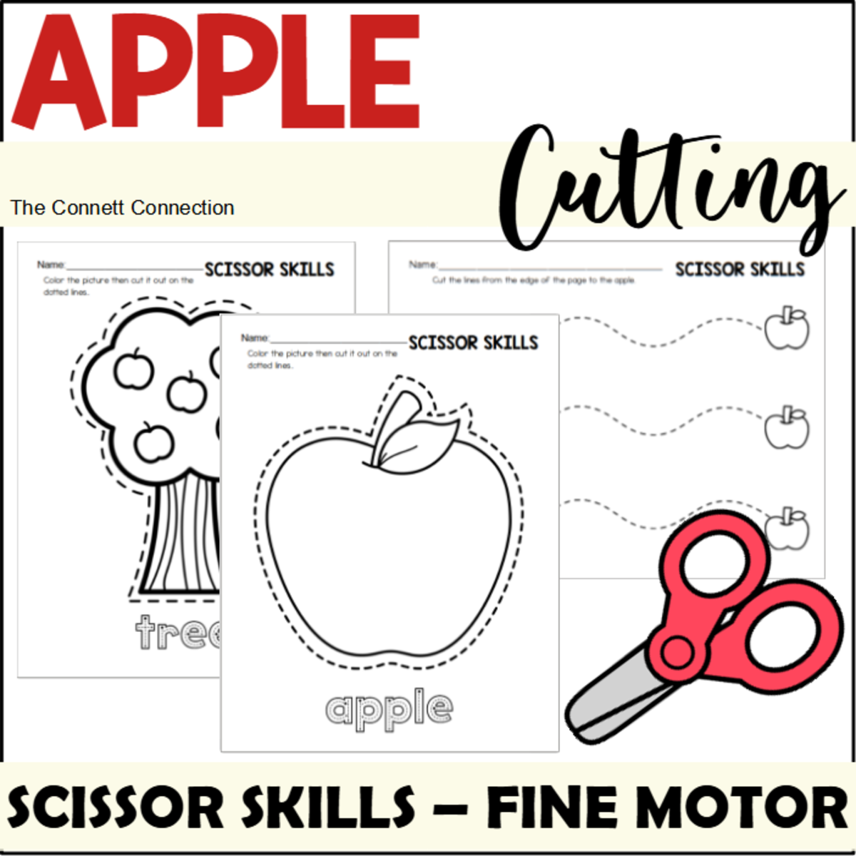Apple Fine Motor Scissor Skills and Cutting Practice preview