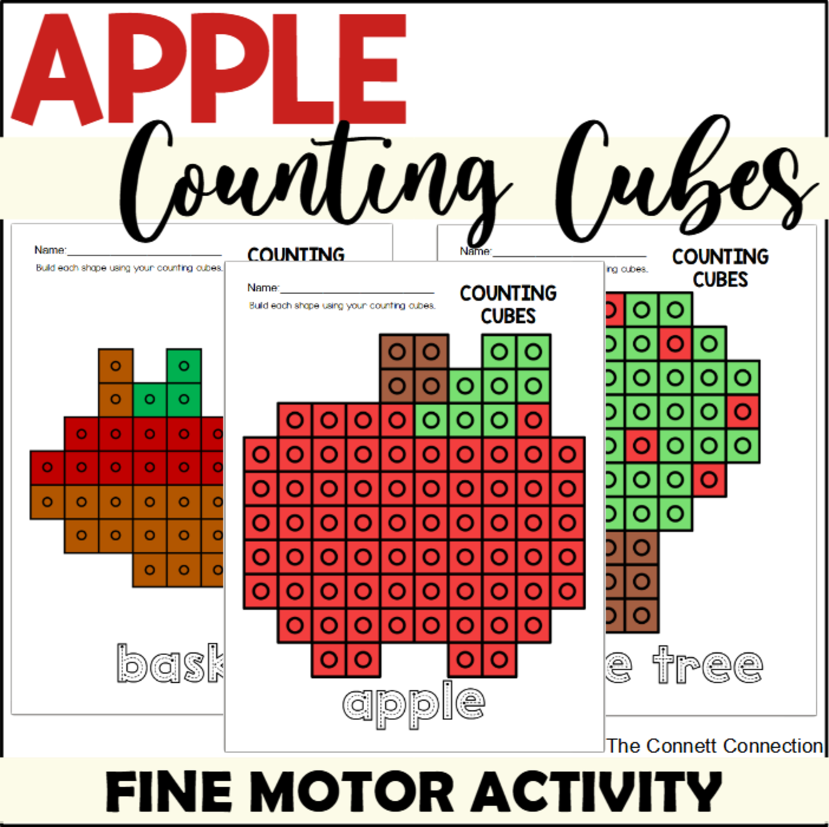 Apple Fine Motor Worksheets with Counting Cubes preview