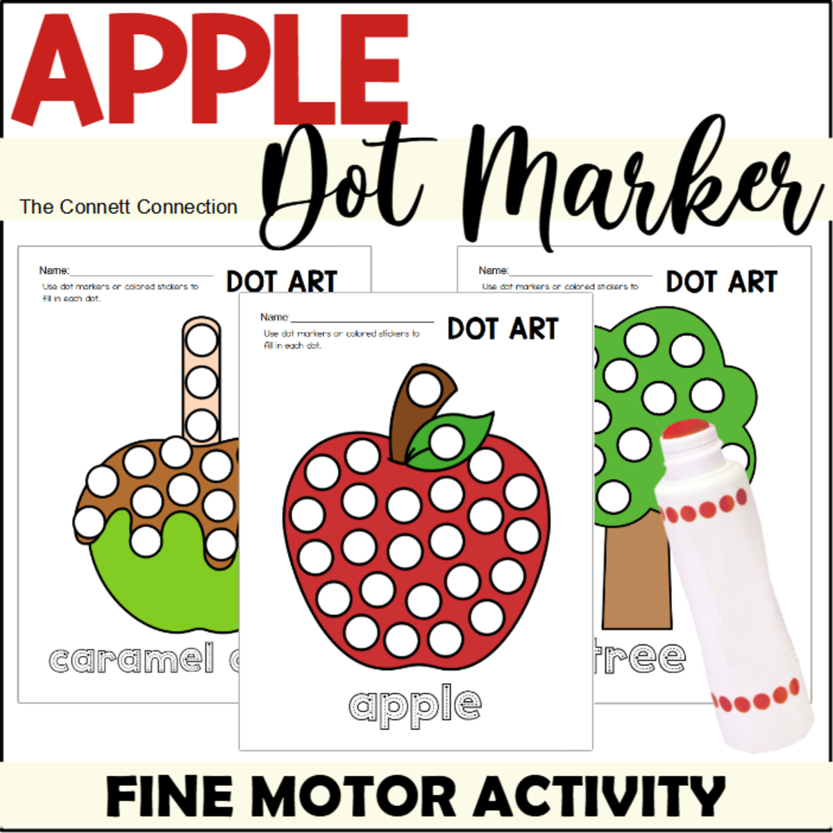 Apple Fine Motor Worksheets with Dot Markers preview