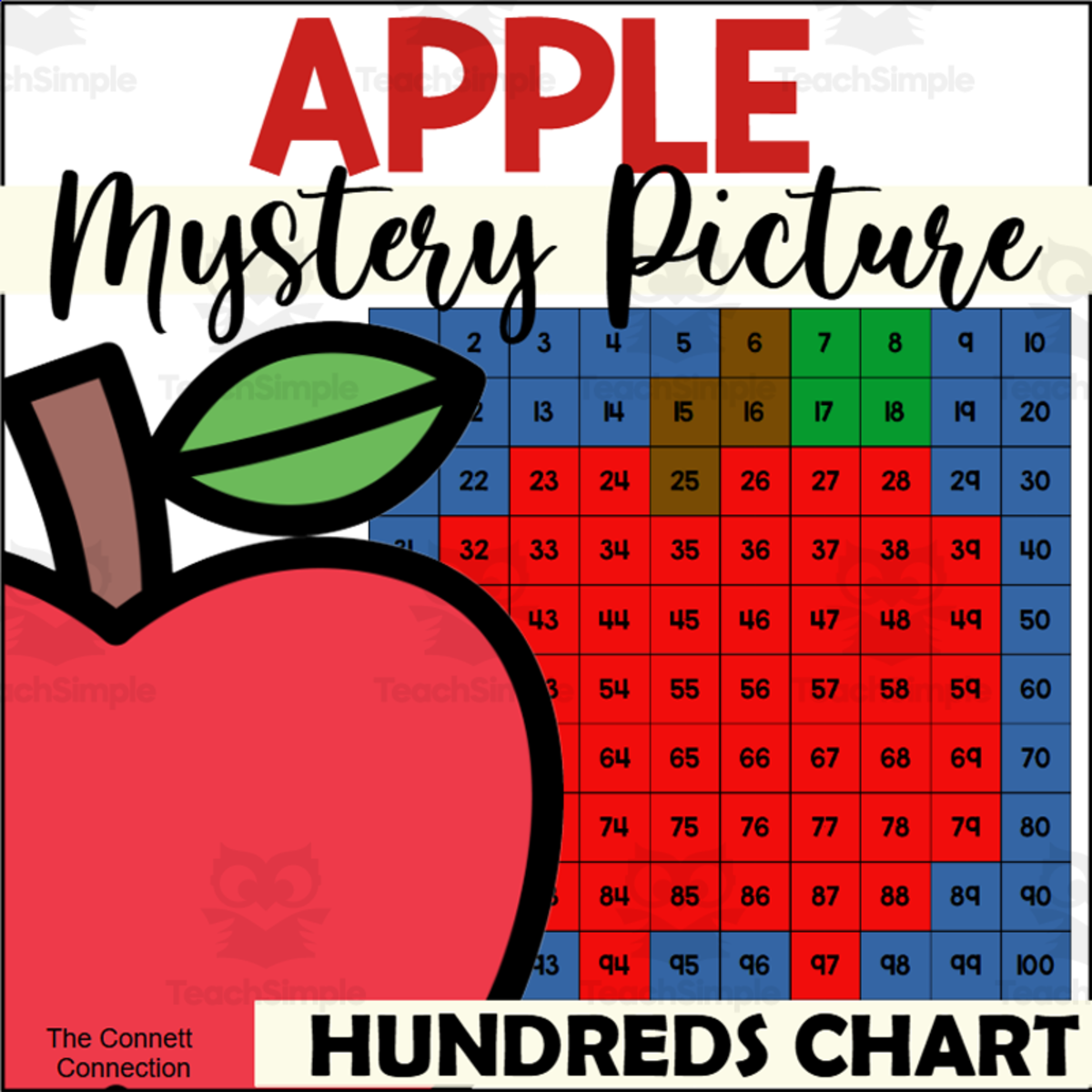 An educational teaching resource from The Connett Connection entitled Apple Hundreds Chart Mystery Picture downloadable at Teach Simple.
