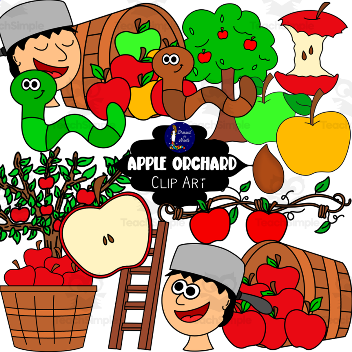 An educational teaching resource from Soumara Siddiqui entitled Apple Orchard Clip Art downloadable at Teach Simple.