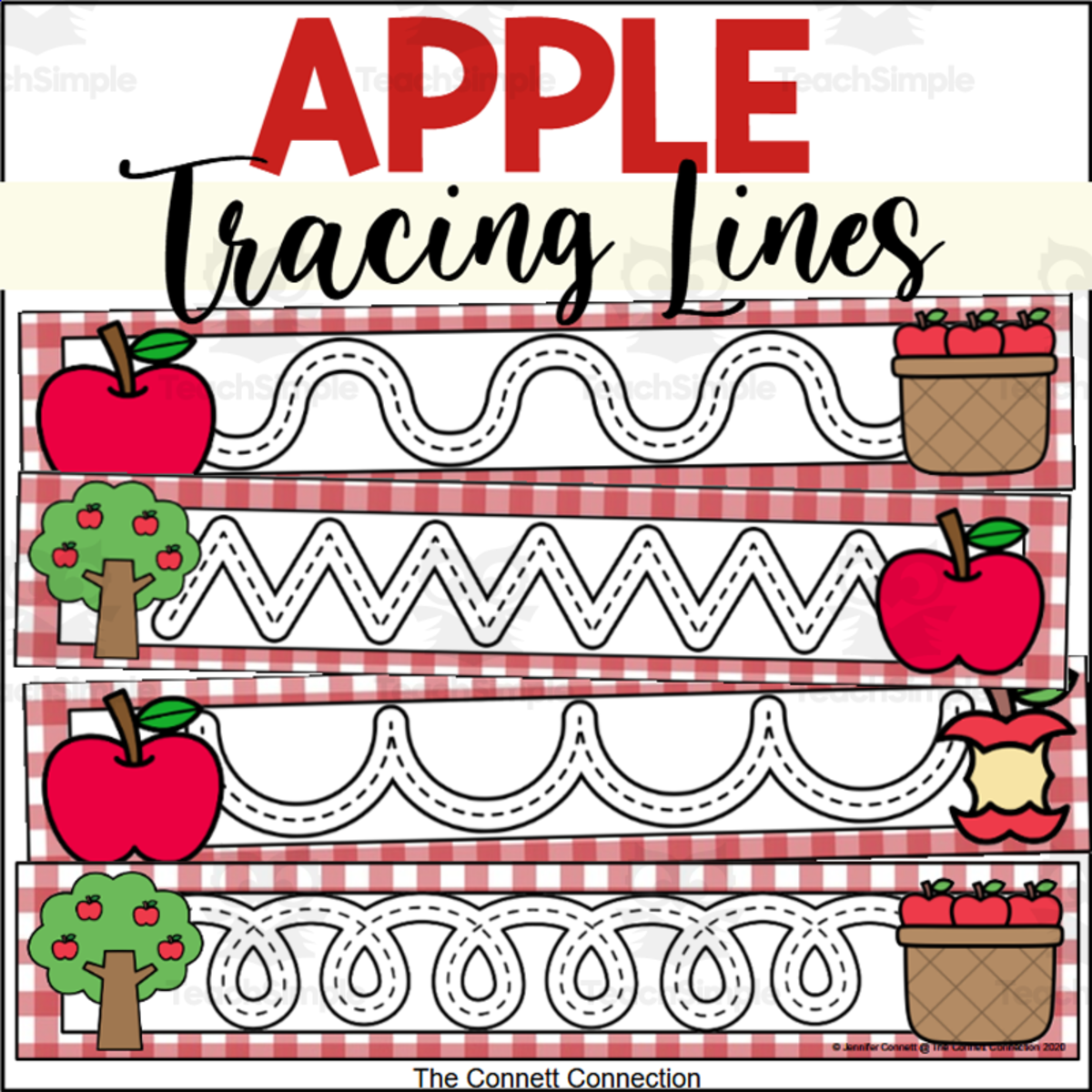An educational teaching resource from The Connett Connection entitled Apple Prewriting Tracing Lines downloadable at Teach Simple.