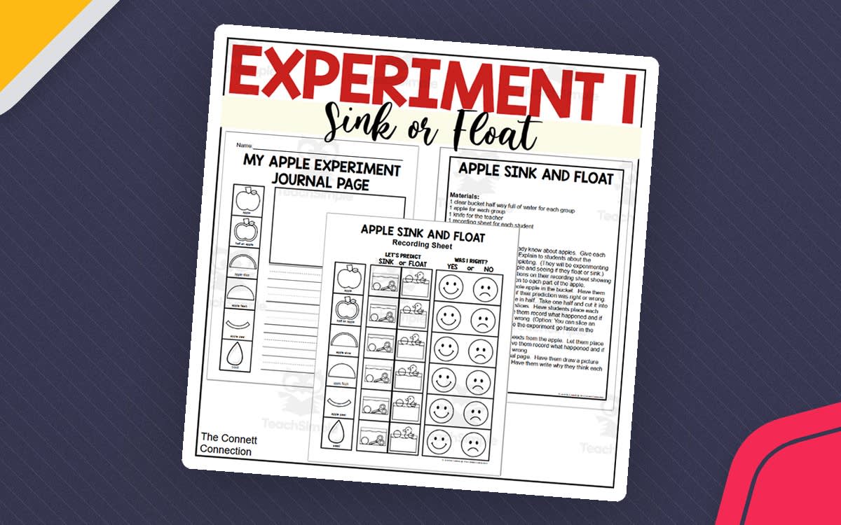 An educational teaching resource from The Connett Connection entitled Apple Science Experiment - Sink or Float downloadable at Teach Simple.