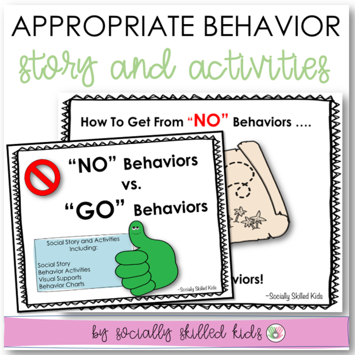 An educational teaching resource from Socially Skilled Kids entitled Appropriate Behaviors, Social Skills Story and Activities downloadable at Teach Simple.