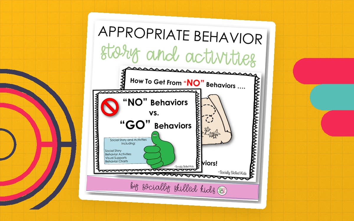 An educational teaching resource from Socially Skilled Kids entitled Appropriate Behaviors, Social Skills Story and Activities downloadable at Teach Simple.