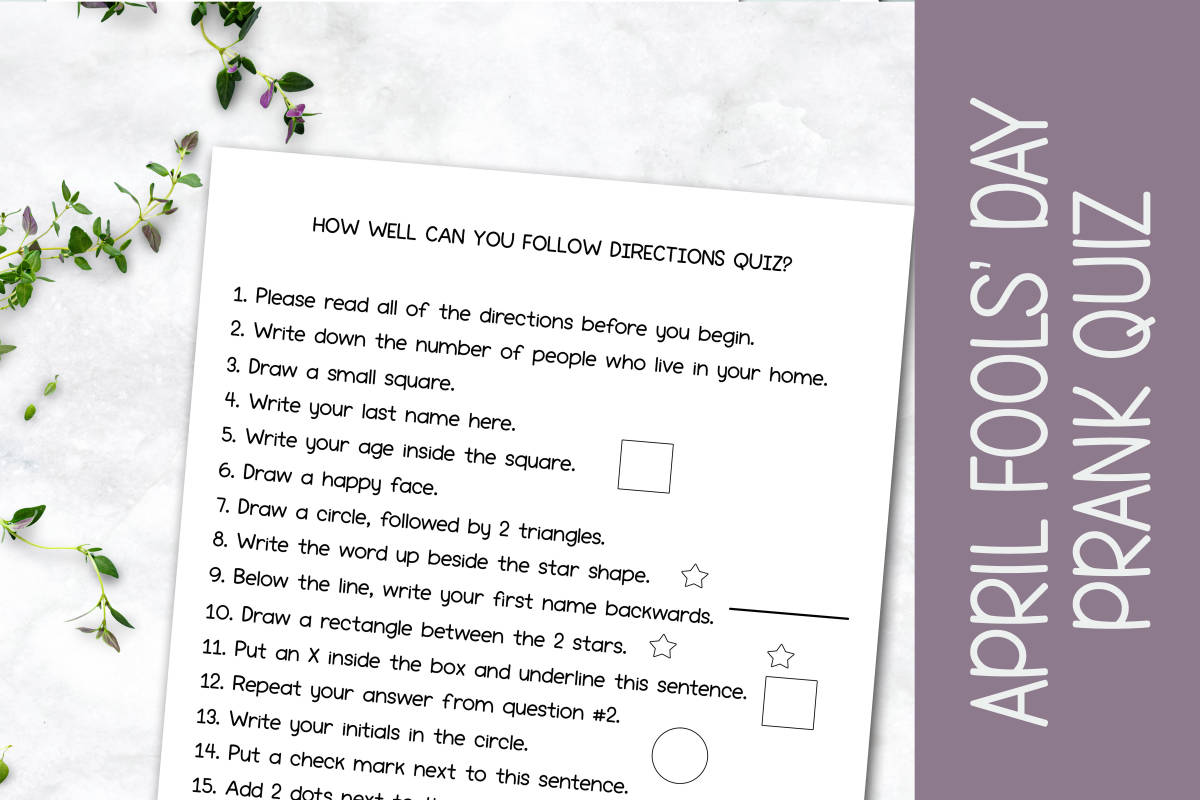 An educational teaching resource from Forever June Digital Design entitled APRIL FOOL'S DAY PRANK QUIZ, TEACHER PRANK STUDENTS, PRACTICAL JOKE downloadable at Teach Simple.