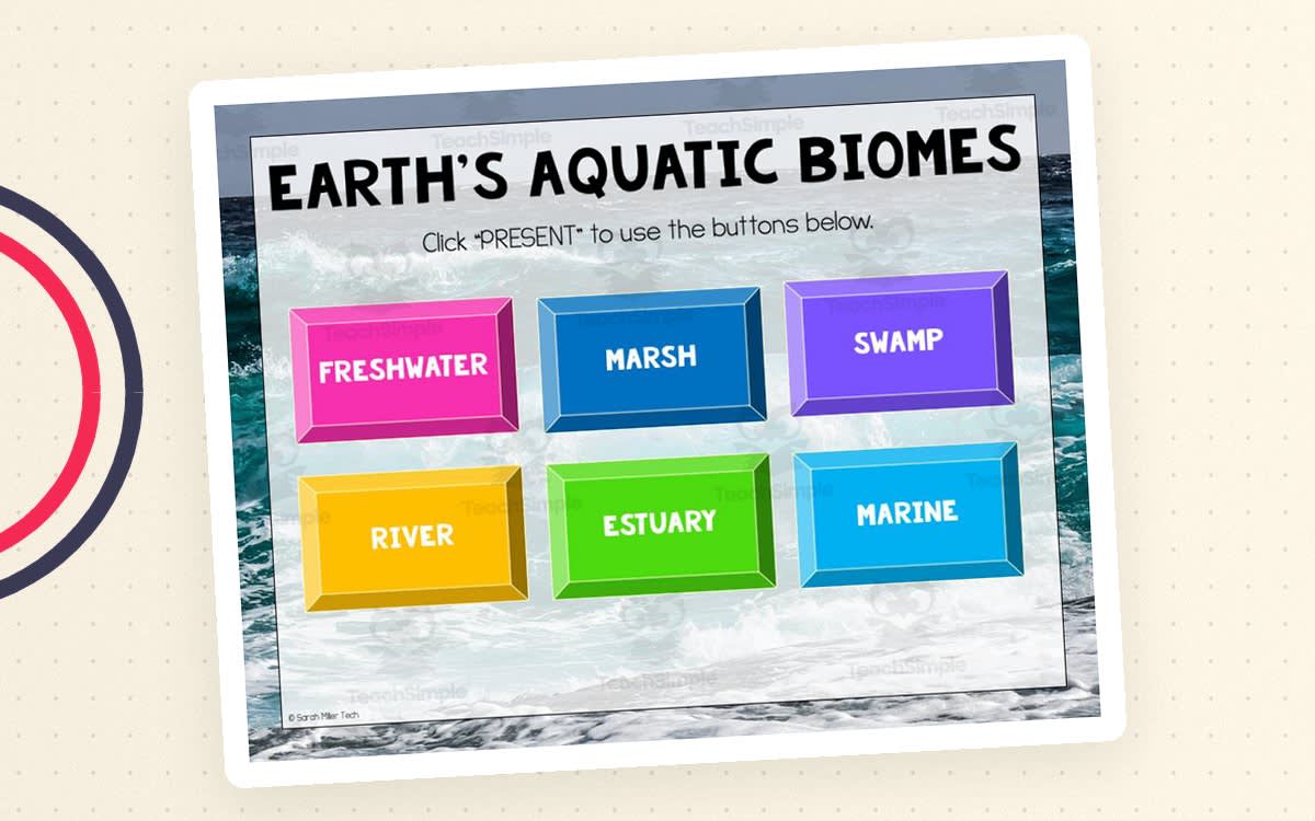 An educational teaching resource from Sarah Miller Tech entitled Aquatic Biomes Activity – Google Classroom Lesson downloadable at Teach Simple.