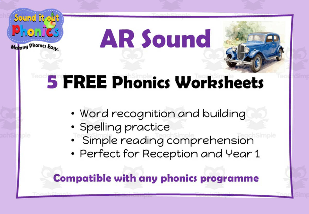 An educational teaching resource from Lilibette's Resources entitled AR 5 FREE Phonics Worksheets downloadable at Teach Simple.