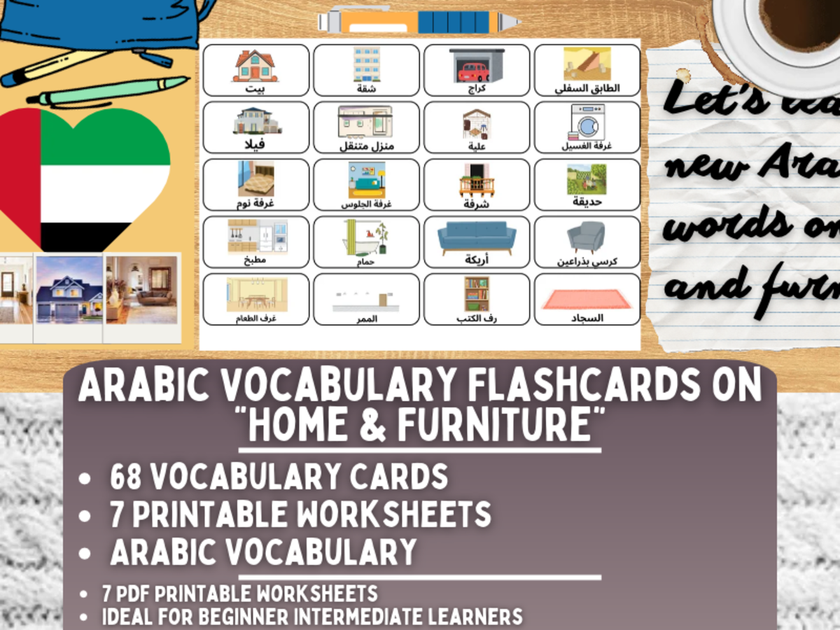 Arabic Picture Vocabulary Flashcards - Home & Furniture preview