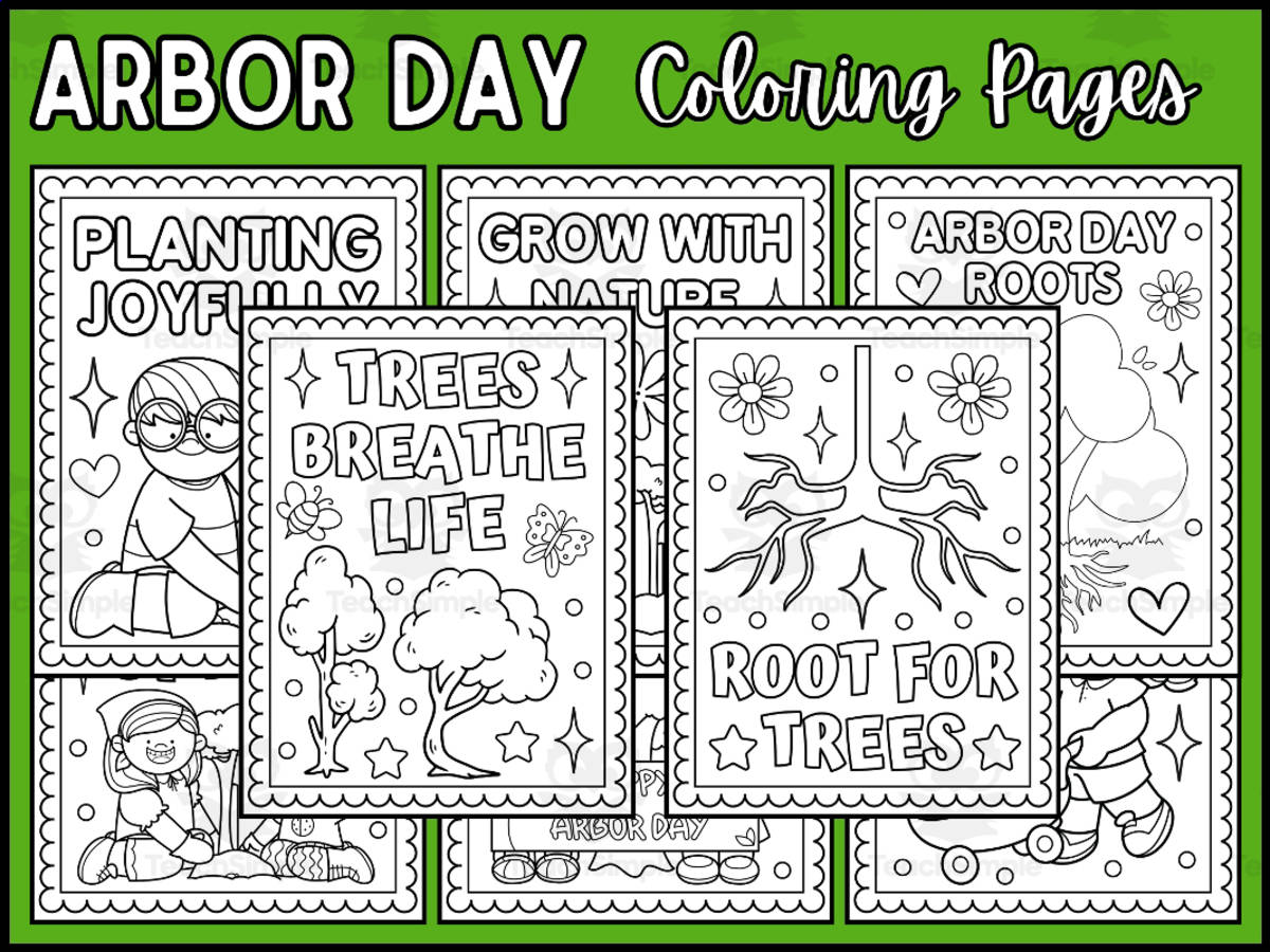 An educational teaching resource from Wonderland School entitled Arbor Day Coloring Pages - Spring Coloring Sheets downloadable at Teach Simple.