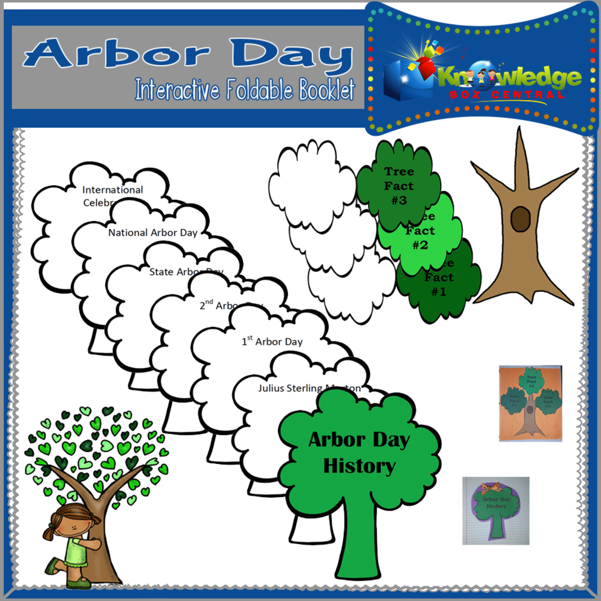 An educational teaching resource from Knowledge Box Central entitled Arbor Day Interactive Foldable Booklets - EBOOK downloadable at Teach Simple.