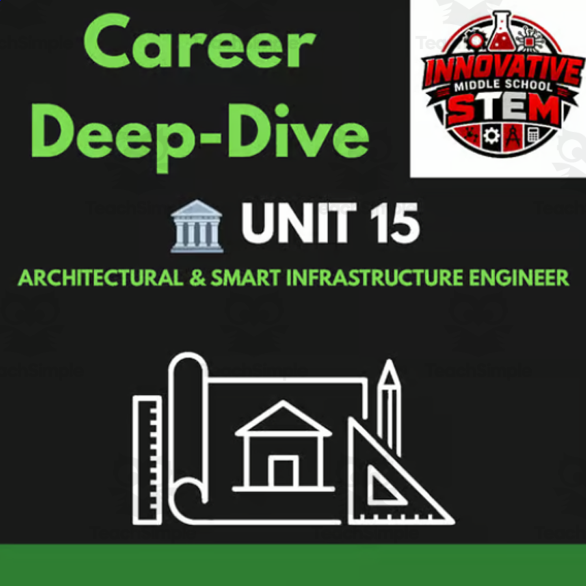 An educational teaching resource from Innovative Middle School STEM entitled Architectural & Smart Infrastructure Engineer STEM Career Packet downloadable at Teach Simple.