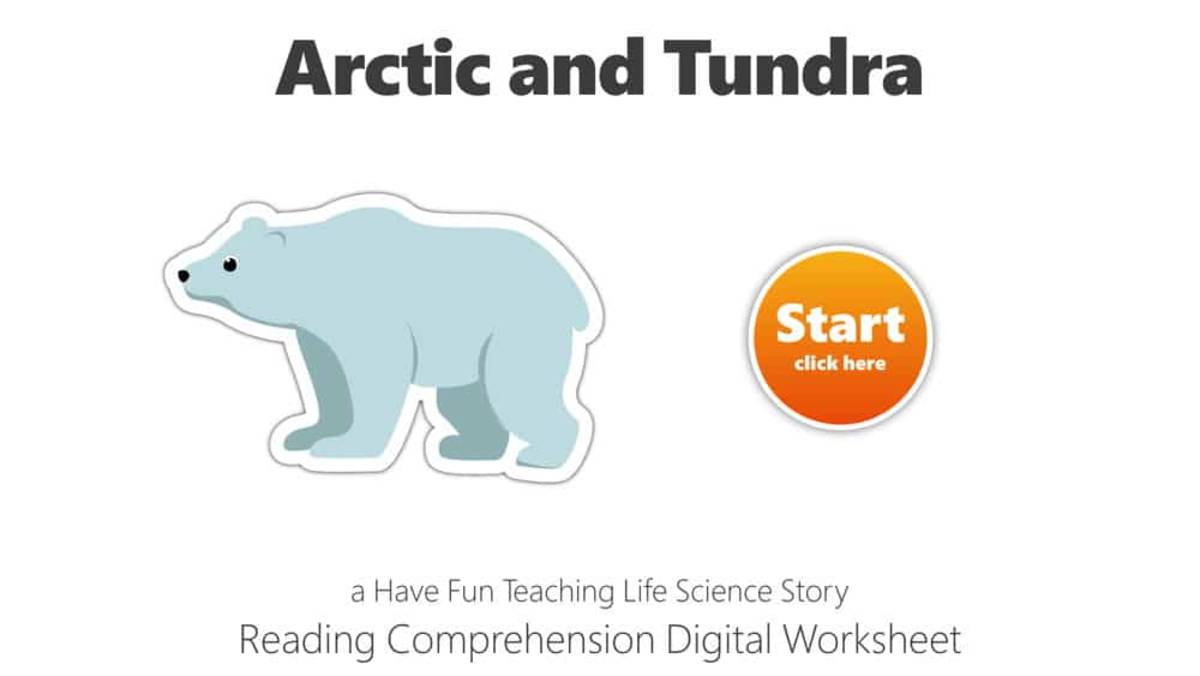 An educational teaching resource from Have Fun Teaching entitled Arctic and Tundra Reading Comprehension Digital Worksheet downloadable at Teach Simple.