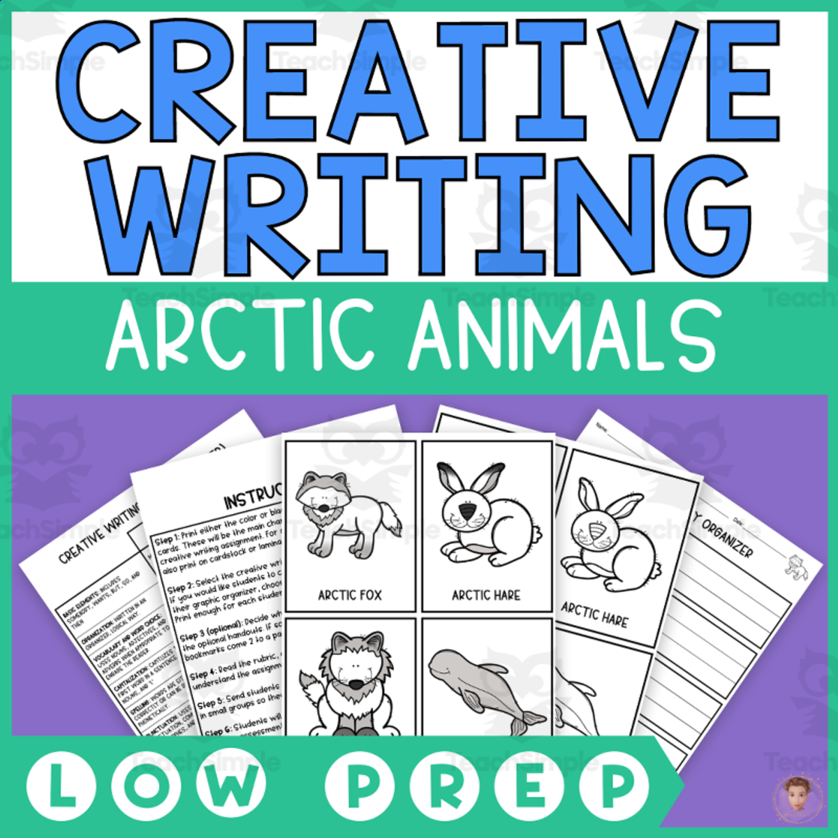 An educational teaching resource from Heather Huhman entitled Arctic Animals Endless Creative Writing Prompts downloadable at Teach Simple.