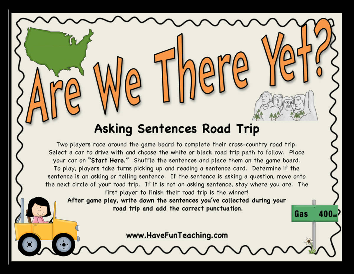 An educational teaching resource from Have Fun Teaching entitled Are We There Yet Asking Sentences Activity downloadable at Teach Simple.