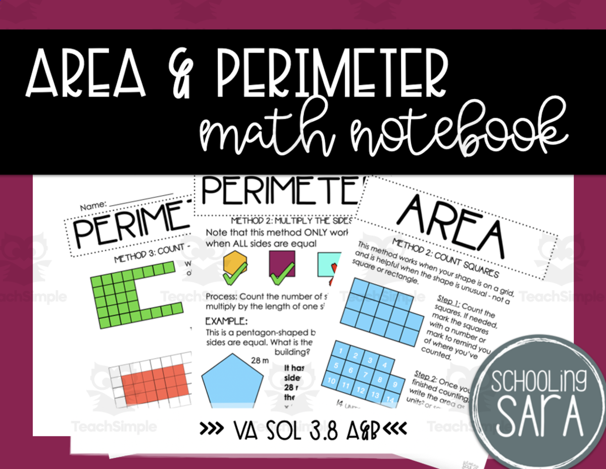 An educational teaching resource from SchoolingSara entitled Area & Perimeter Interactive Notebook – Math Set downloadable at Teach Simple.