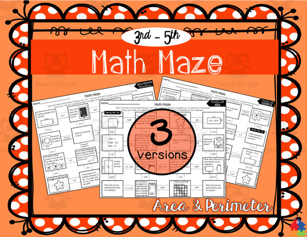An educational teaching resource from Teachers R Us Homeschool entitled Area and Perimeter Math Maze downloadable at Teach Simple.