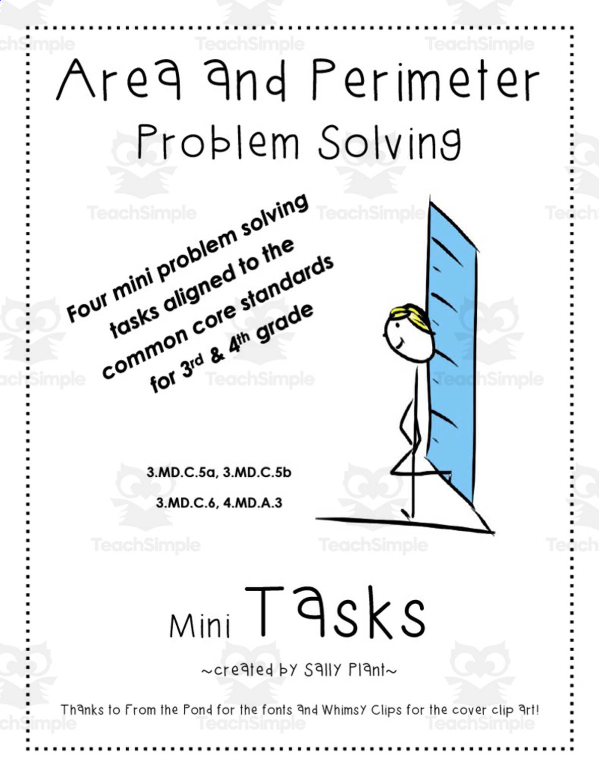 An educational teaching resource from At the Core entitled Area and Perimeter Mini Tasks downloadable at Teach Simple.