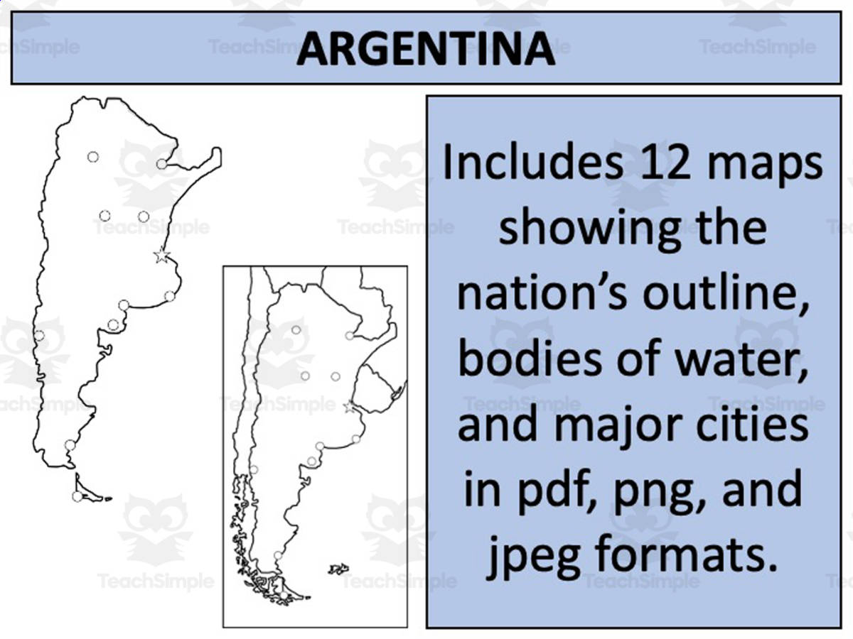 An educational teaching resource from Mr Gray History entitled Argentina Map Resources downloadable at Teach Simple.