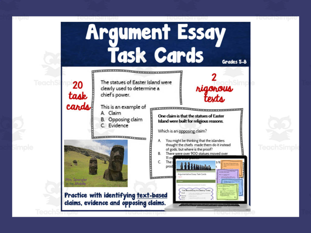 An educational teaching resource from Mrs. Spangler in the Middle entitled Argumentative Essay Task Cards: Easter Island downloadable at Teach Simple.