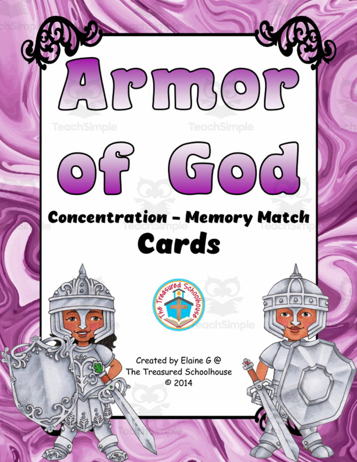 An educational teaching resource from The Treasured Schoolhouse entitled Armor of God Concentration Cards downloadable at Teach Simple.