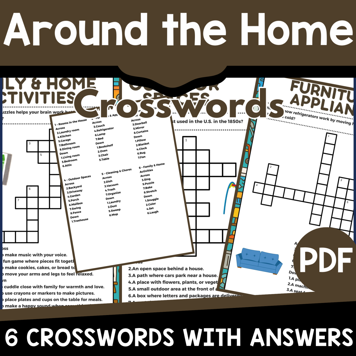 An educational teaching resource from Cored Education entitled Around the Home Crosswords (PDF) downloadable at Teach Simple.