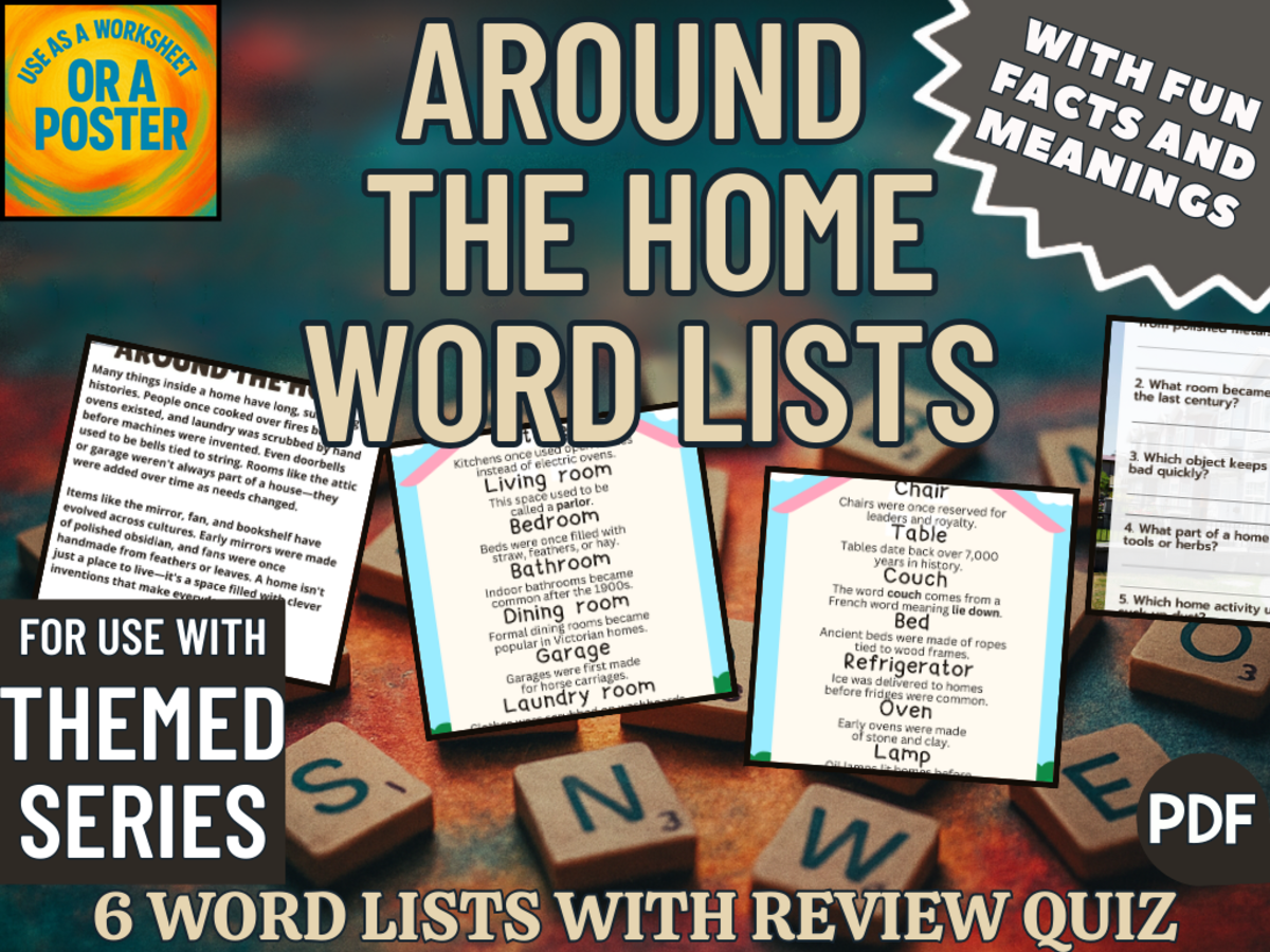 An educational teaching resource from Cored Education entitled Around the Home Word List Posters (PDF) downloadable at Teach Simple.