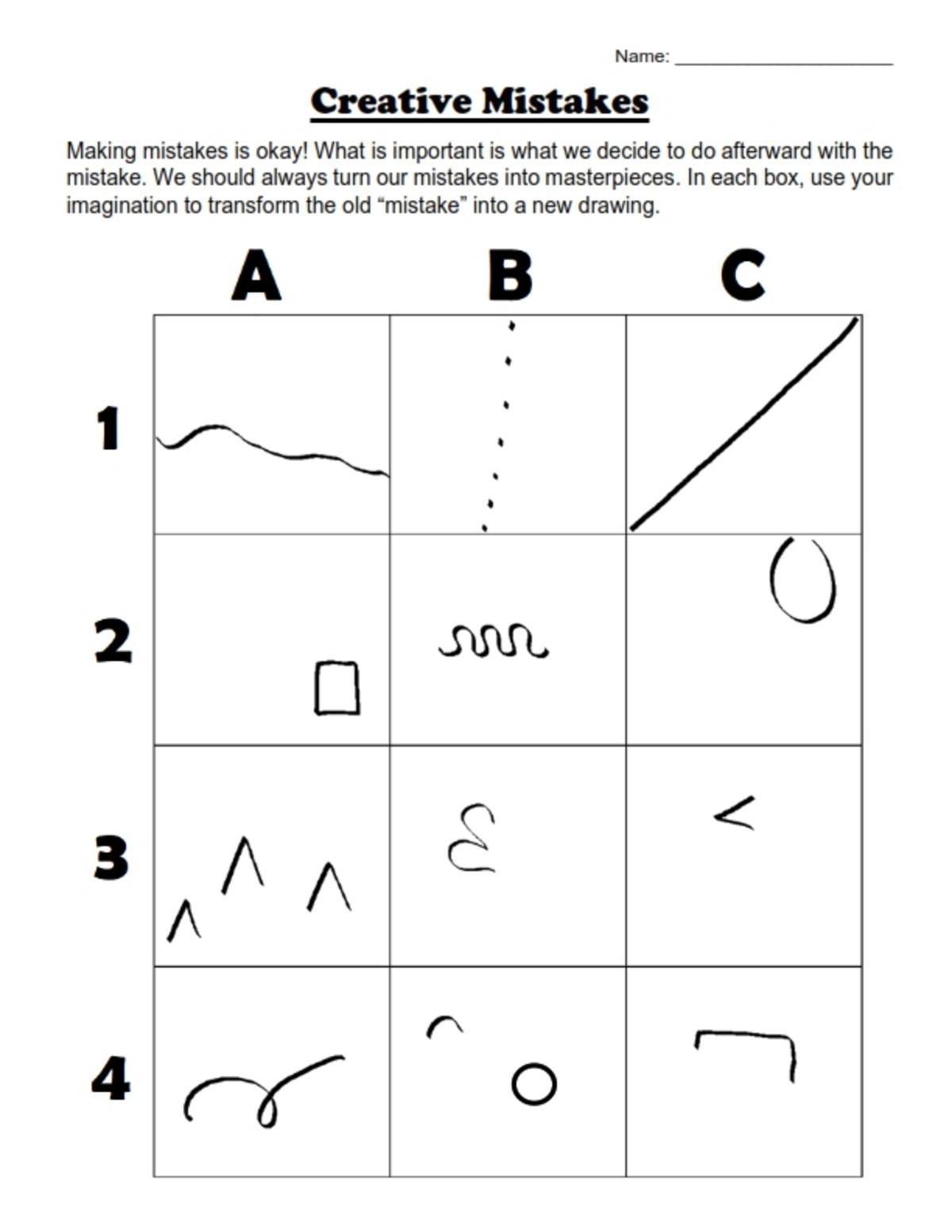 An educational teaching resource from Brave Education entitled Art Lesson: Creative Mistakes downloadable at Teach Simple.