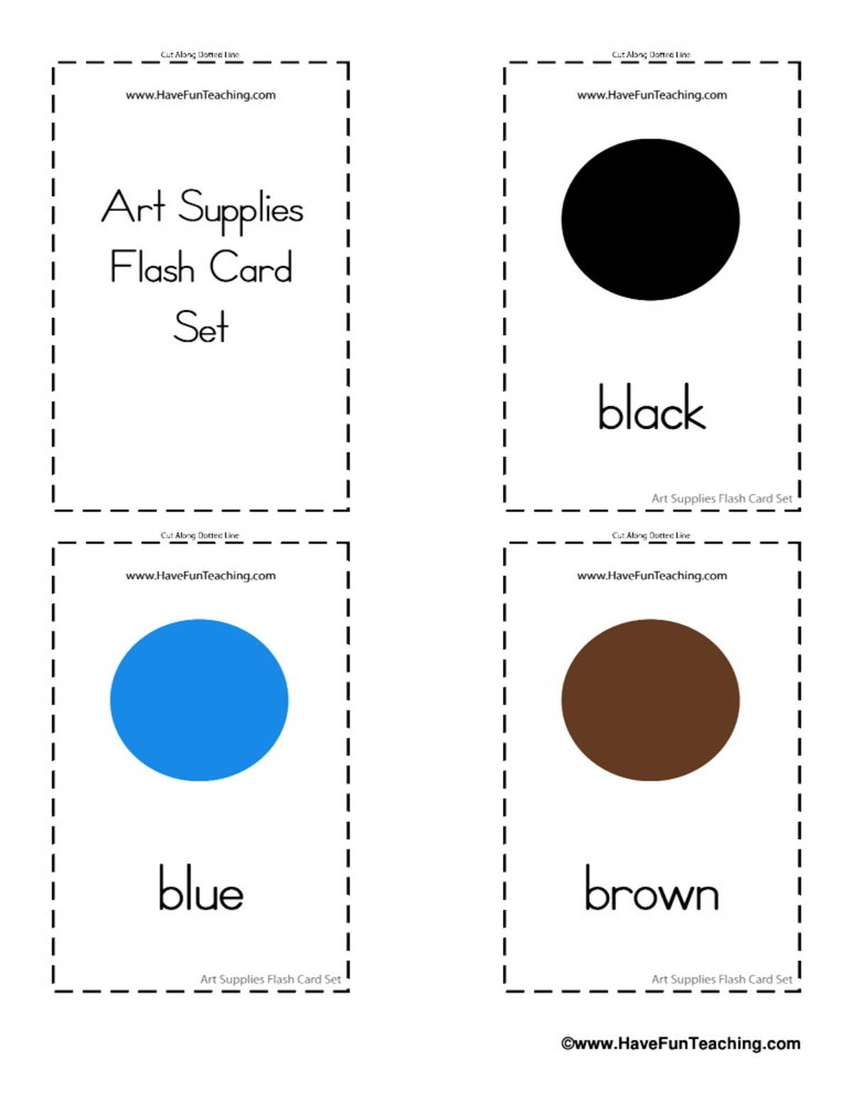 An educational teaching resource from Have Fun Teaching entitled Art Supplies Flash Cards downloadable at Teach Simple.