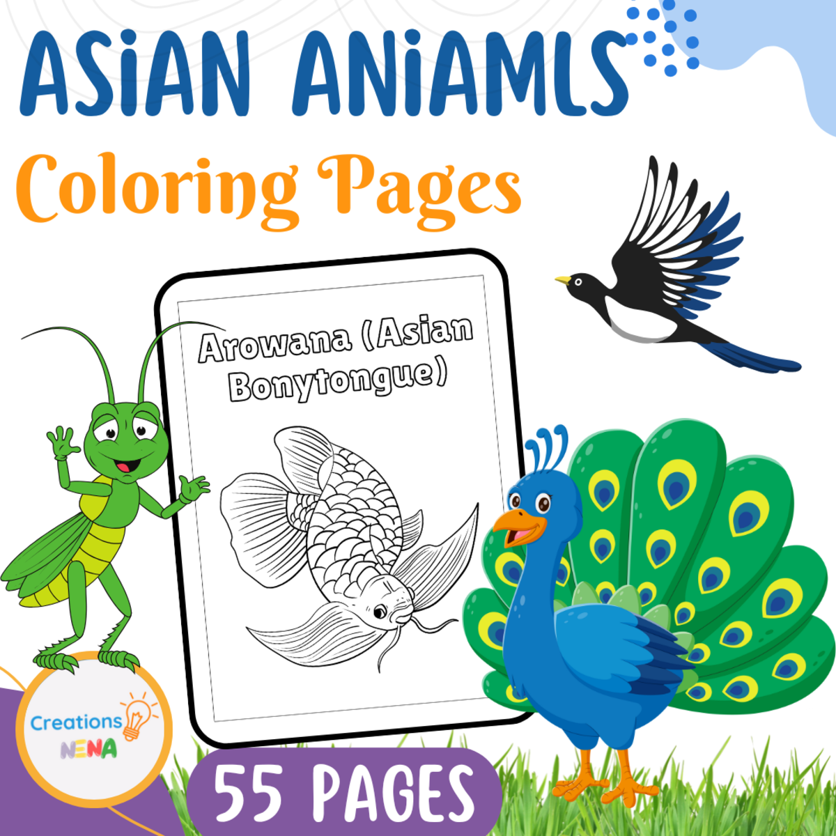 An educational teaching resource from Nena Creations entitled Asian Animals Coloring Sheets. downloadable at Teach Simple.