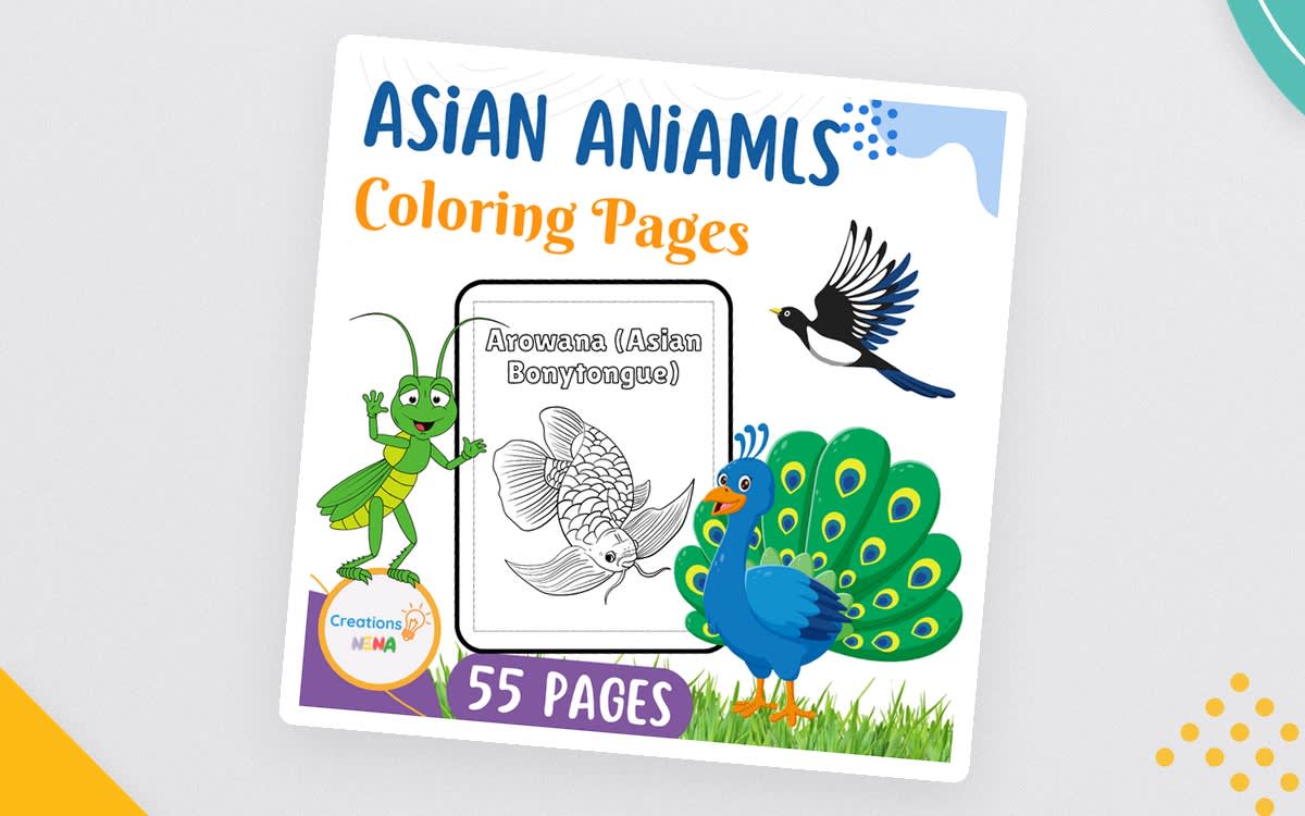 An educational teaching resource from Nena Creations entitled Asian Animals Colouring Sheets. downloadable at Teach Simple.