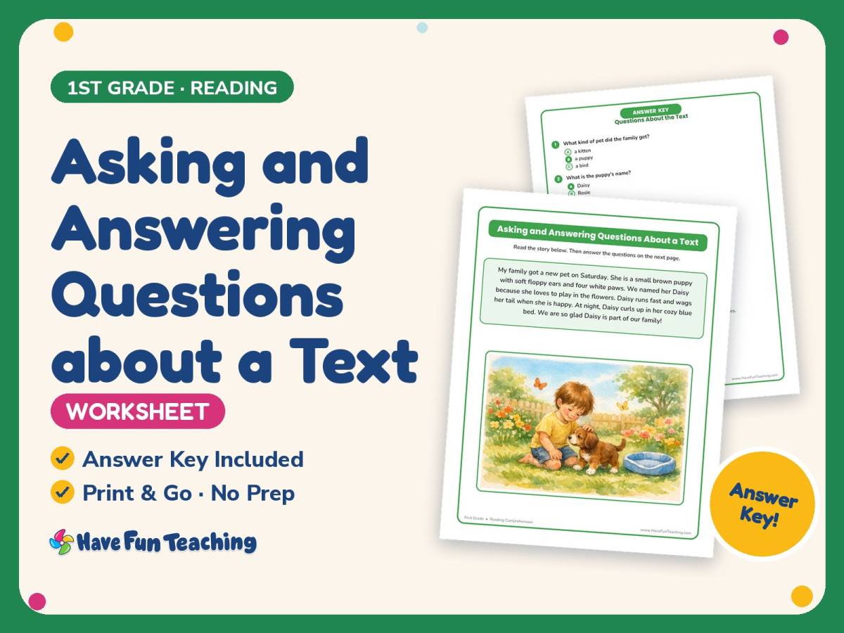 Asking and Answering Questions about a Text Worksheet – 1st Grade preview