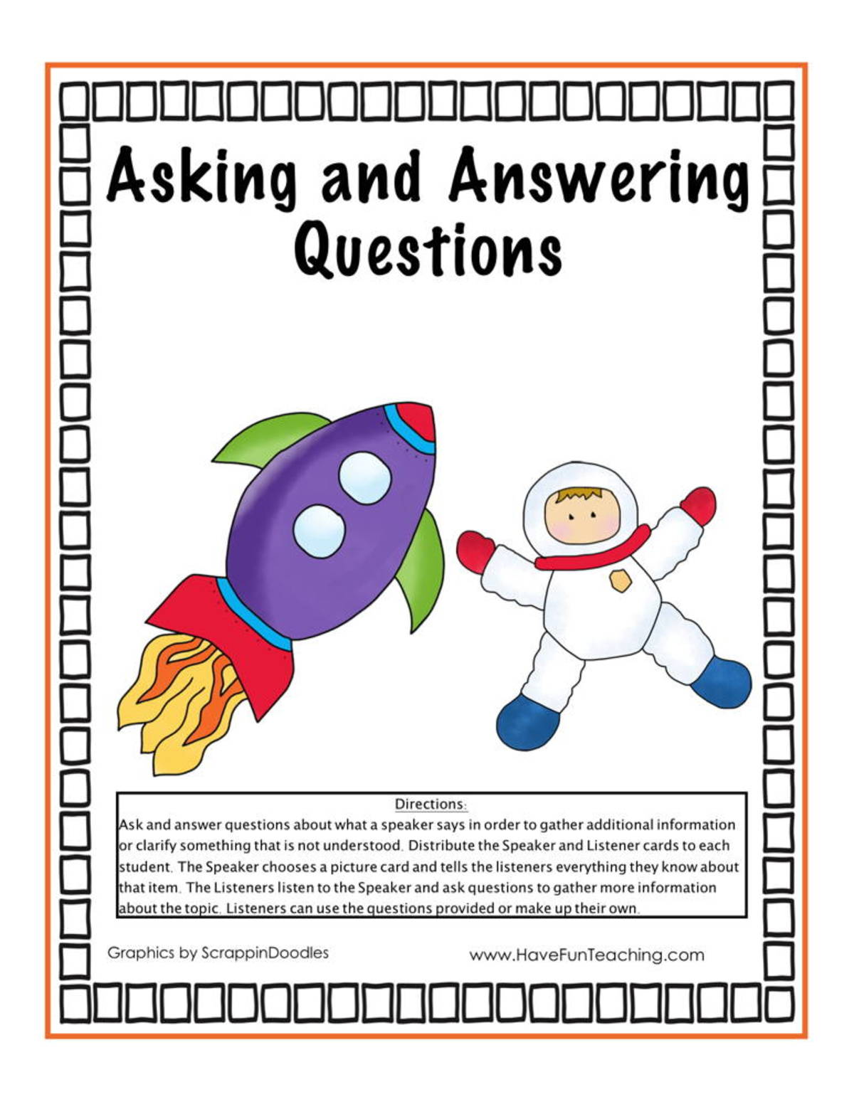 An educational teaching resource from Have Fun Teaching entitled Asking and Answering Questions Activity downloadable at Teach Simple.