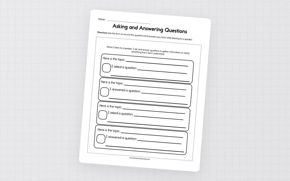 An educational teaching resource from Have Fun Teaching entitled Asking and Answering Questions Worksheet downloadable at Teach Simple.