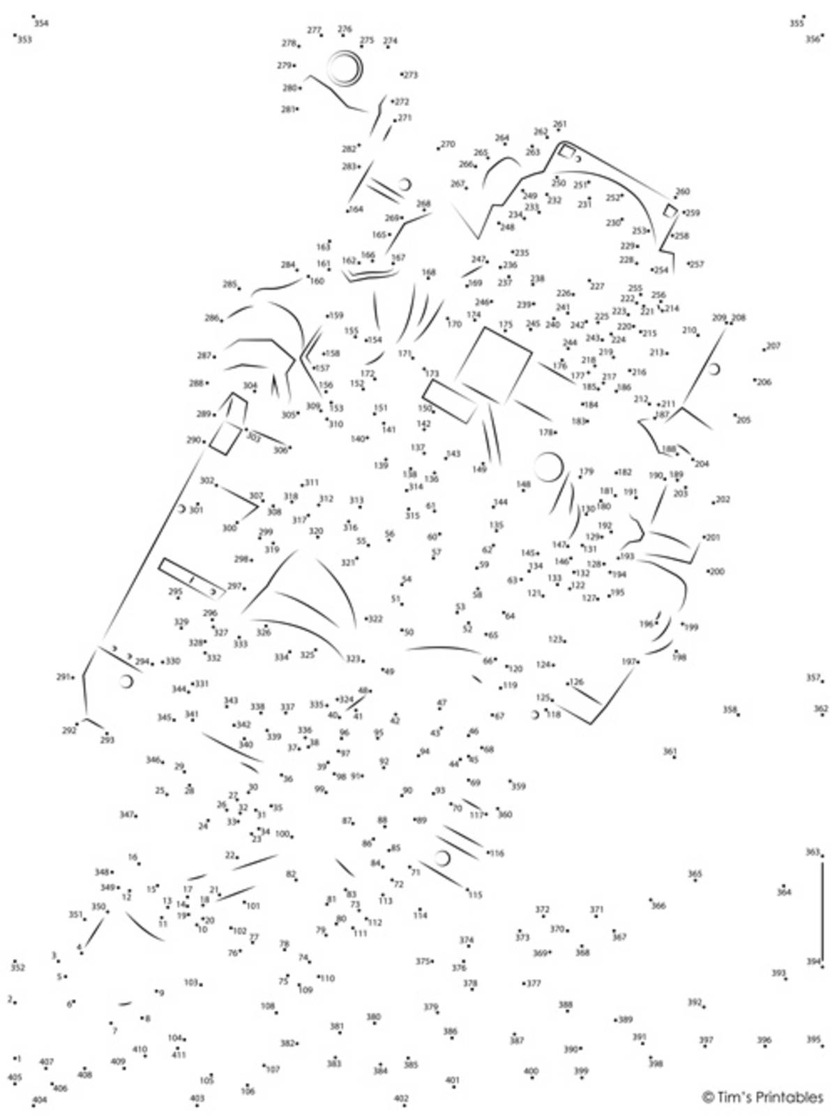 An educational teaching resource from Tim's Printables entitled Astronaut Extreme Dot-to-Dot / Connect the Dots PDF downloadable at Teach Simple.