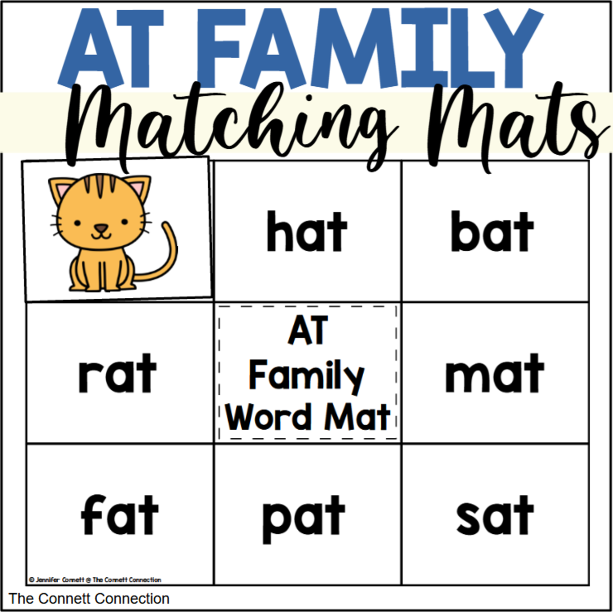 An educational teaching resource from The Connett Connection entitled AT Words Matching Mats downloadable at Teach Simple.