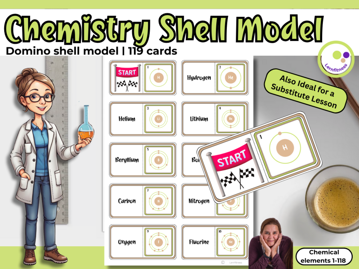 An educational teaching resource from Lernfitness entitled Atomic Shell Model Domino – Learning Electron Configurations Play downloadable at Teach Simple.