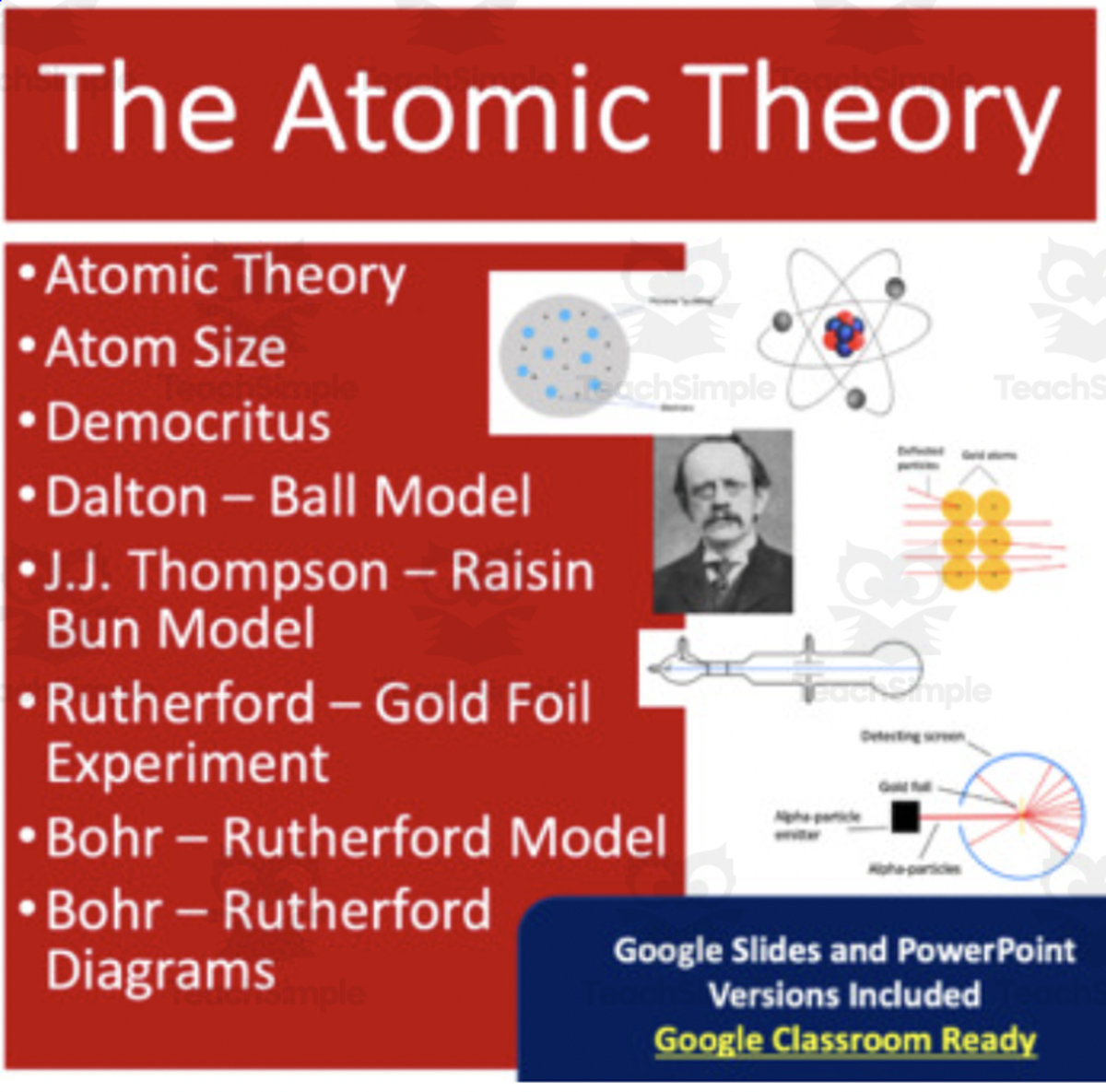 An educational teaching resource from Teach With Fergy entitled Atomic Theory and Model - Lesson Bundle downloadable at Teach Simple.