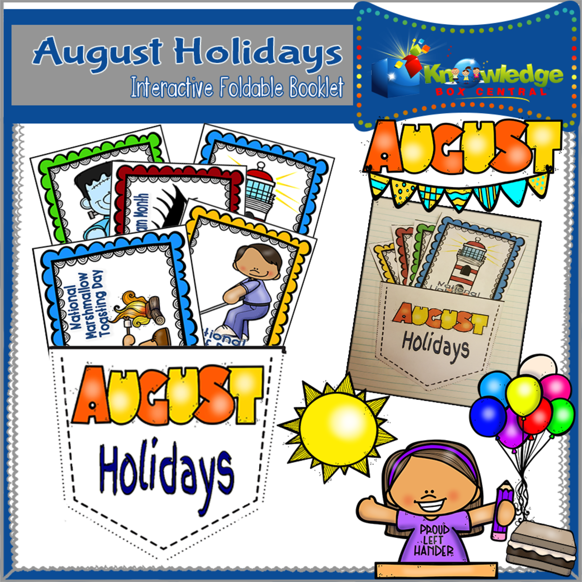 An educational teaching resource from Knowledge Box Central entitled August Holidays Interactive Fodable Booklet - EBOOK downloadable at Teach Simple.