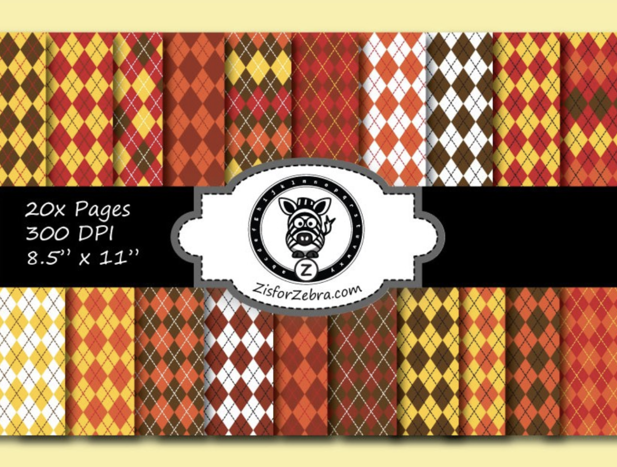 An educational teaching resource from Z is for Zebra entitled Autumn Argyle Paper Pattern Pack 1 downloadable at Teach Simple.