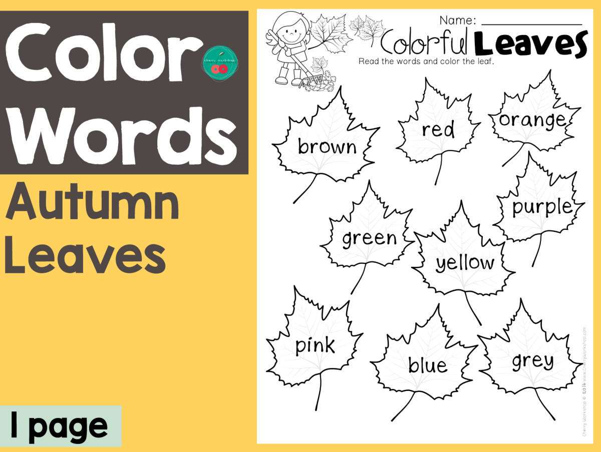 An educational teaching resource from Cherry Workshop entitled Autumn Color Words downloadable at Teach Simple.
