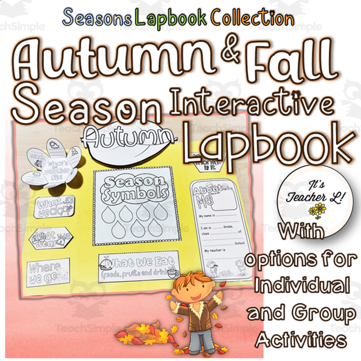 An educational teaching resource from It's Teacher L entitled Autumn Season and Fall Season Interactive Lapbook downloadable at Teach Simple.